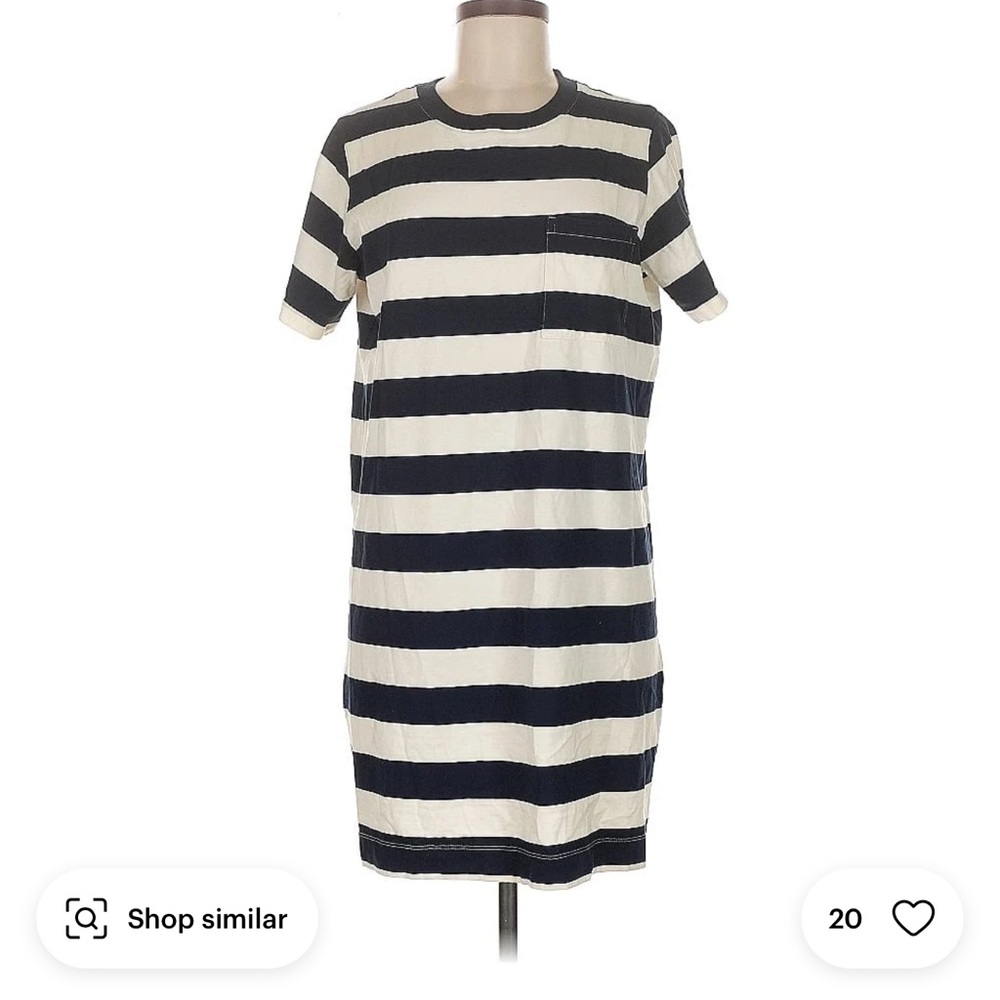 Everlane Navy and White Striped T Shirt Dress